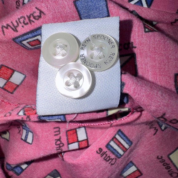 Reyn Spooner Shirt Mens Large Pink Nautical Signal Flag Short Sleeve Cotton L - Picture 5 of 8